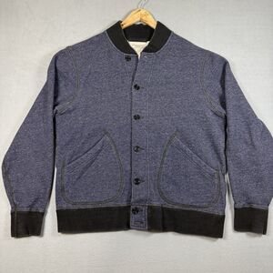 Wallace & Barnes J Crew Jacket Mens XL Fleece Varsity Bomber Button Front J7043
